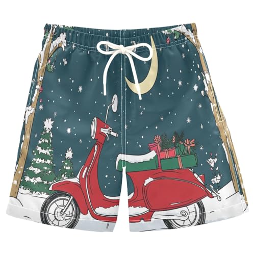 Boys Beach Board Shorts Red Motocross Moon Swim Trunk Teen Swimwear 8-16Y