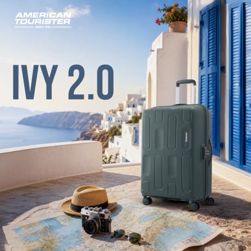 Image of American Tourister Ivy 2.0 | Medium Size Check-in Trolley Bag (68 cm) | 360 8 Wheel Travel Luggage | Hard Case Polypropylene (PP) Suitcase | Combination Lock | Dark Forest