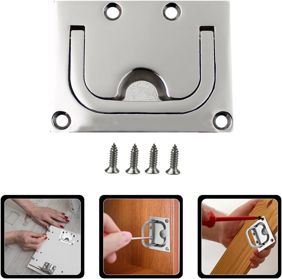 ULTECHNOVO Stainless Steel Flush Pull Handle for Floor Attic Boat Yacht Car Rustproof Latch