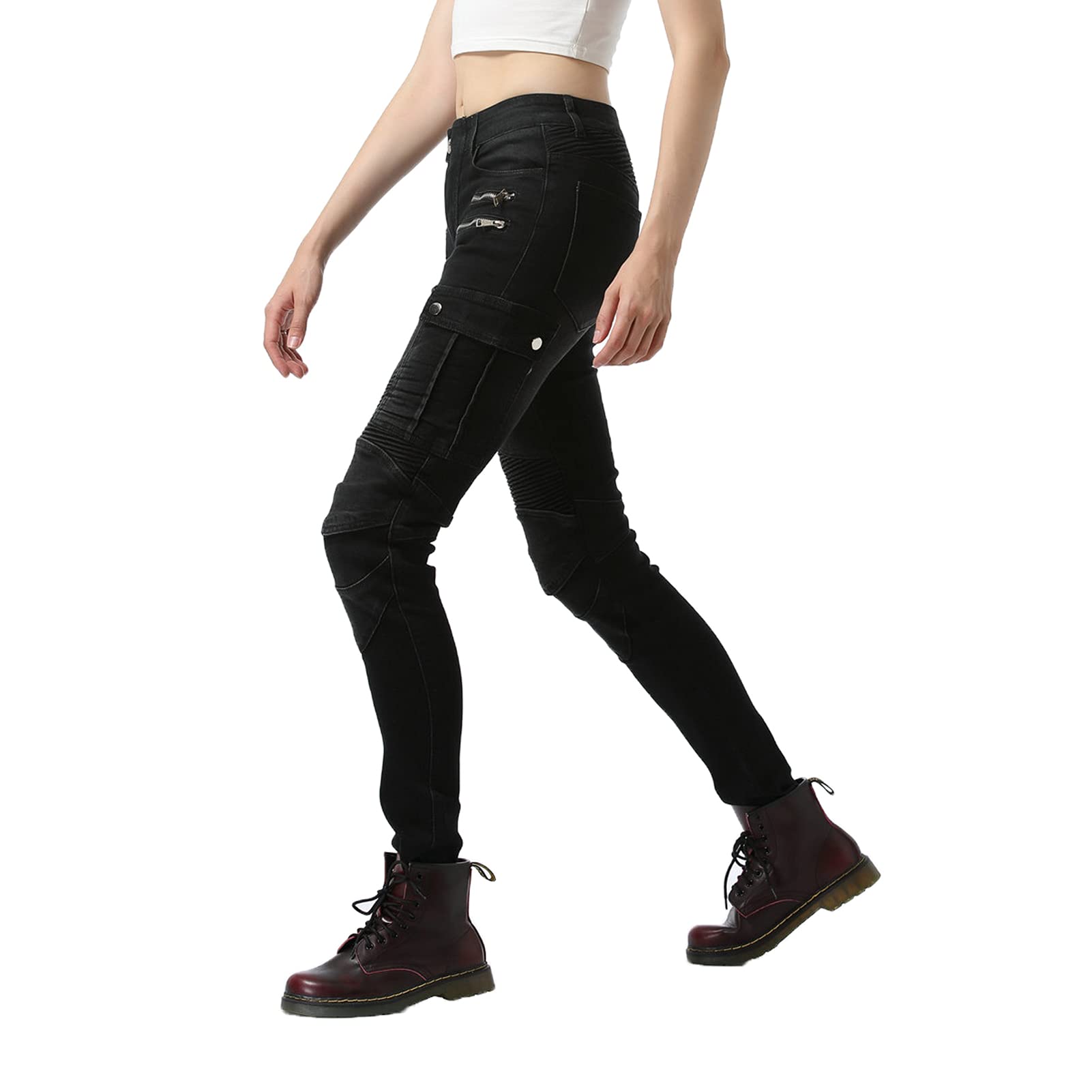 Damen Motorradhose Motorrad Jeans Biker Trousers Motorrad Hose Fahrrad Riding Schutzhose, 4 x Schutz Ausrüstung