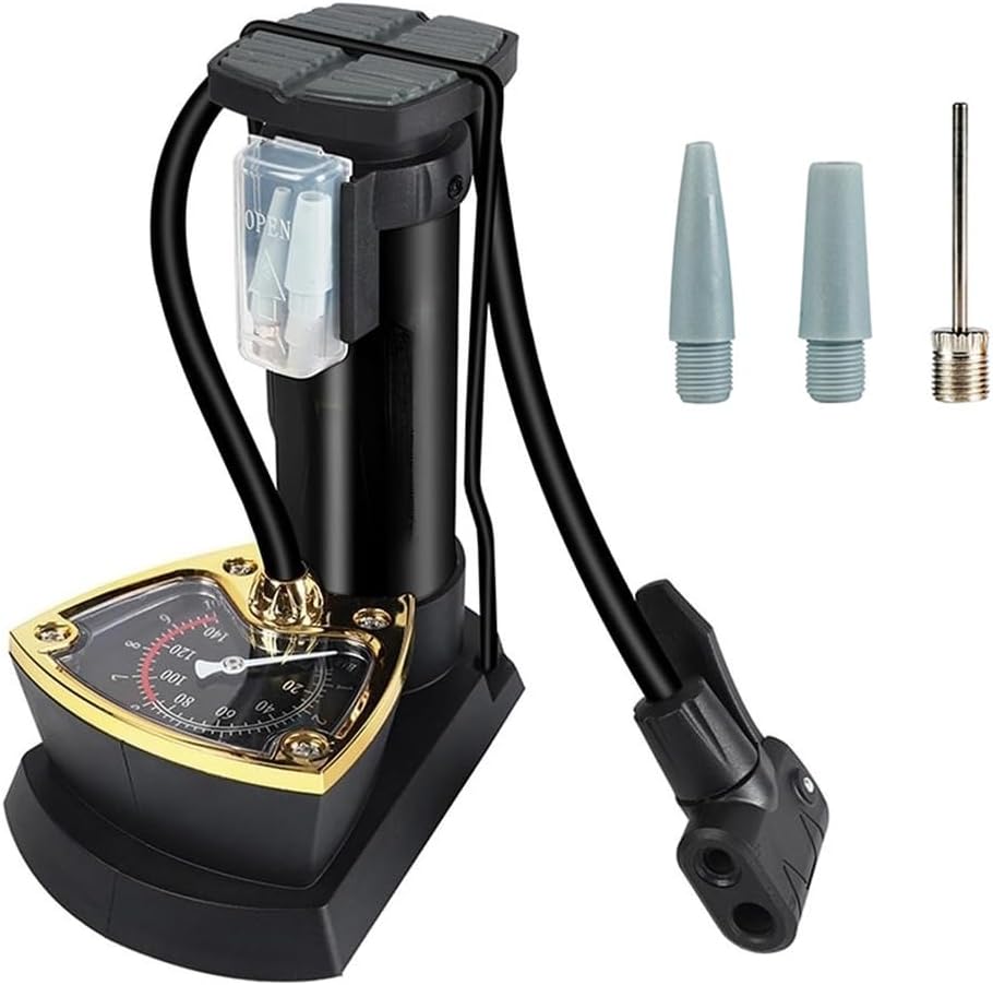 SagaSave Bike Floor Pump with Pressure Gauge and Non-Slip Pedals, Multi-Purpose Portable Air Pump for Schrader and Presta Pump Value with Air Needle Portable Storage Box