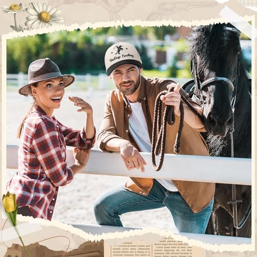 Image of JaGely Two Tone Western Cowboy /Cowgirl Trucker Hat for Women Men Gift Vintage Embroidered Country Baseball Cap