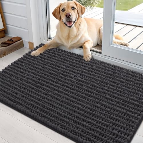 Image of OLANLY Dog Door Mat for Muddy Paws 36x24, Ultra-Absorbent Chenille Mud Mat