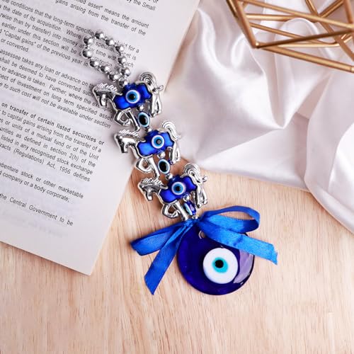 Image of 3 Horse Evil Eye Wall Hanging Decoration for Positive Energy & Protection | Aesthetic Home Decor | Nazar Battu for Home Entrance & Car Dashboard Decor | Ideal for Spiritual Gifting & Wall Decor