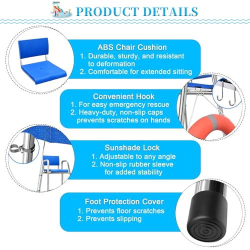 Silla de socorrista comercial acero inoxidable 304 para piscina miniatura 3
