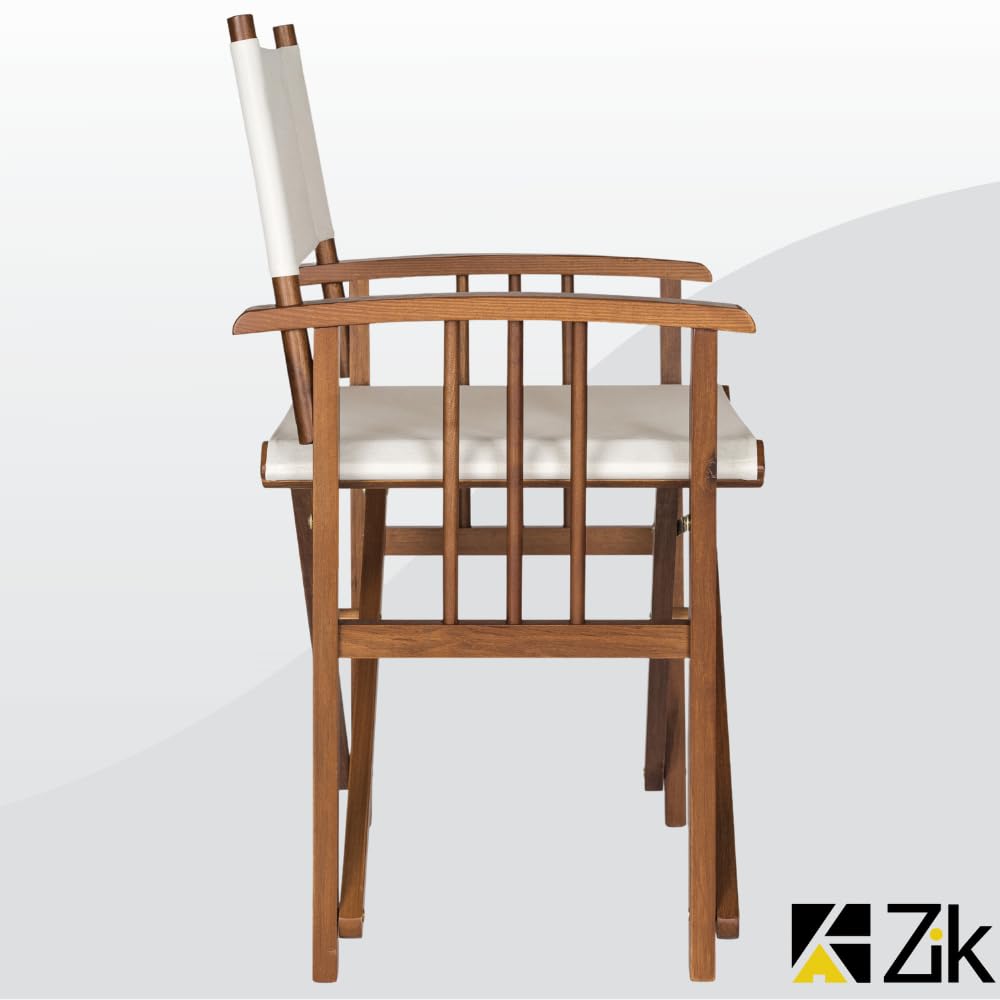 ZIK - Set 2 Sedia da Regista con Tavolo in Legno di Faggio Resistente, Sedia da Esterno Pieghevole e Richiudibile, Sedie in Legno da Giardino, Balcone, Veranda, Facile Manutenzione e Pulizia