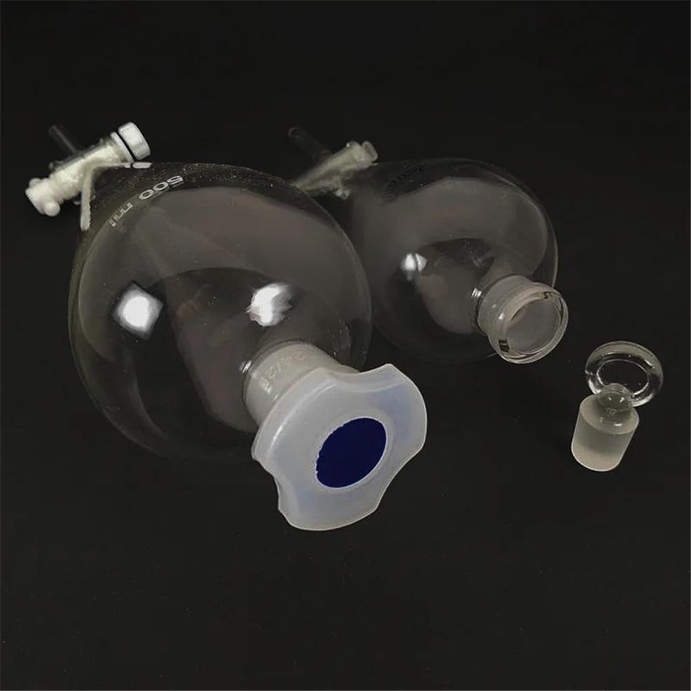 Embudo de separación de vidrio con pistón de vidrio for laboratorio (60 ml, 125 ml, 250 ml, 500 ml y 1000 ml)(1000ml (PTFE piston))