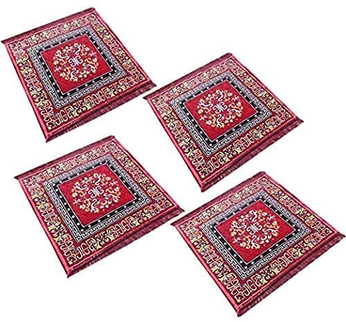 Nishomes asana for puja for Sitting Mat asana Set of - 4 Piece, 2x2ft (Red)