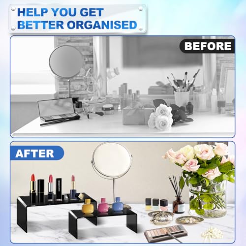 Image of Aheroi Acrylic Risers Display Stands, Acrylic Stands for Display 10Pcs 2Set | Arylic Display Stands Shelf Riser, Black Display Stand Set for Decor,Cupcake Stands Buffet Food Display Set,(7 inchL~8 inchL~9 inchL)