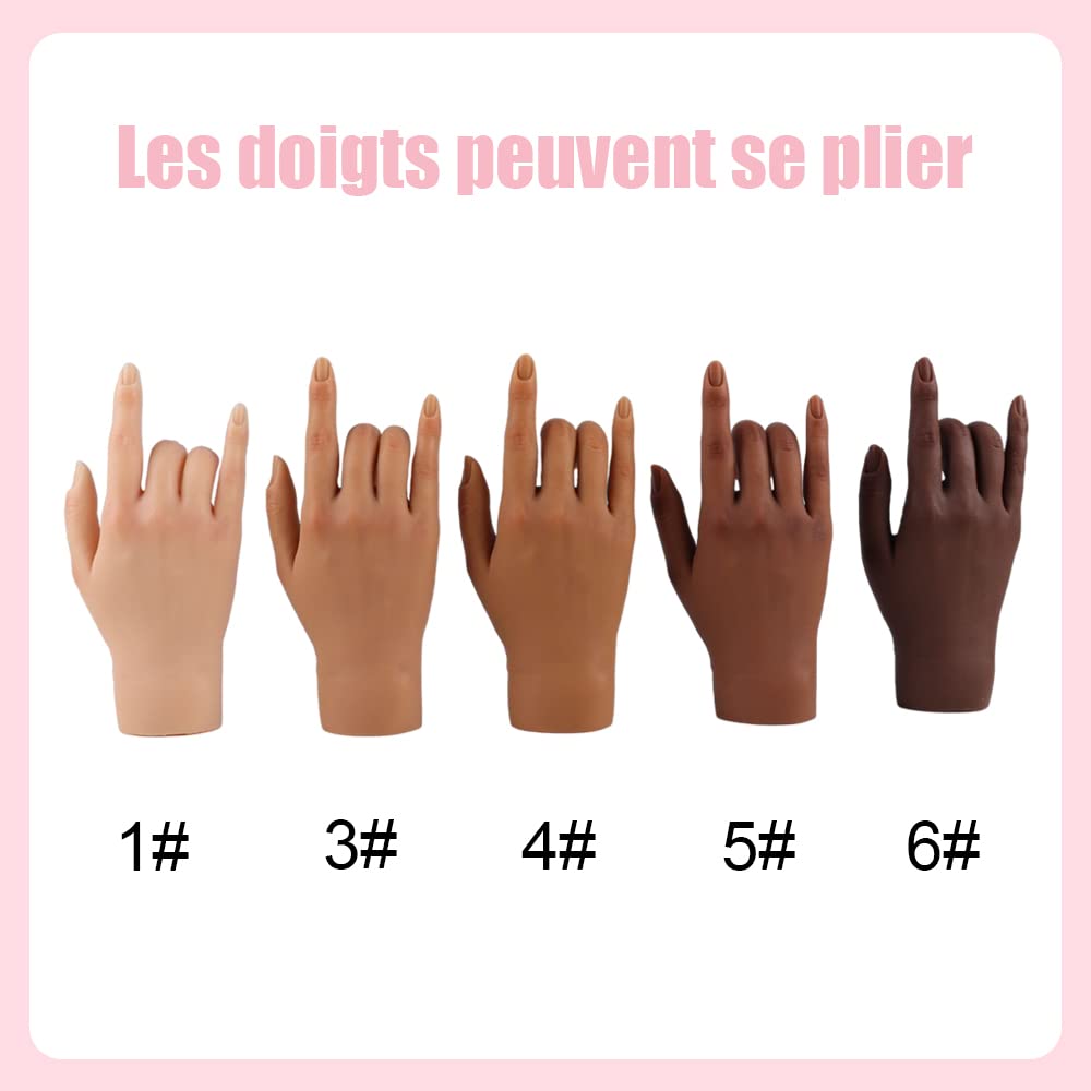 KnowU Main d'entrainement Manucure avec Support, Nail Practice Training Hand, Main d'entraînement Pour Ongles en Acrylique, Fausse Main, Mains d entrainement Ongles, la gauche