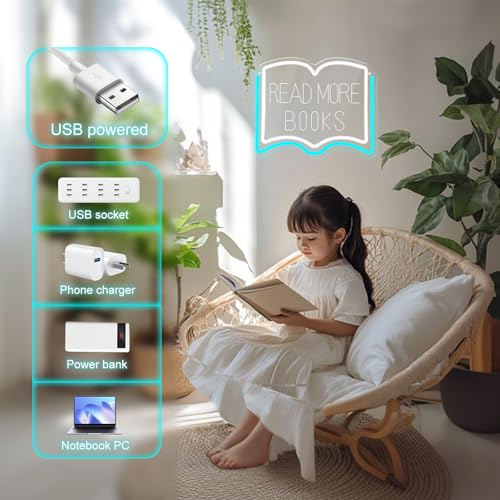 Image of Read More Books Neon Sign, Dimmable LED Reading Neon Light USB Powered for Library Classroom Bookstore Decor, Reading Room Wall Sign for Study Room Bookshelf, Book Lover Gift (Ice Blue)