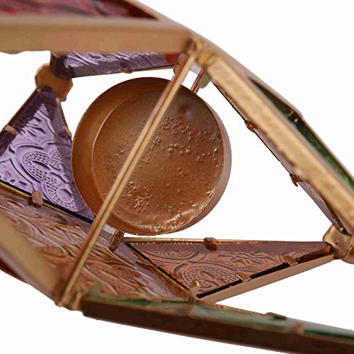 Lanterne d'eclairage suspendue etoile et bougeoir en verre multicolore pour jardin - 7