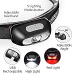 Geekhigh 500 Lumen Rechargeable LED Headlamp with Red Light - Image 3