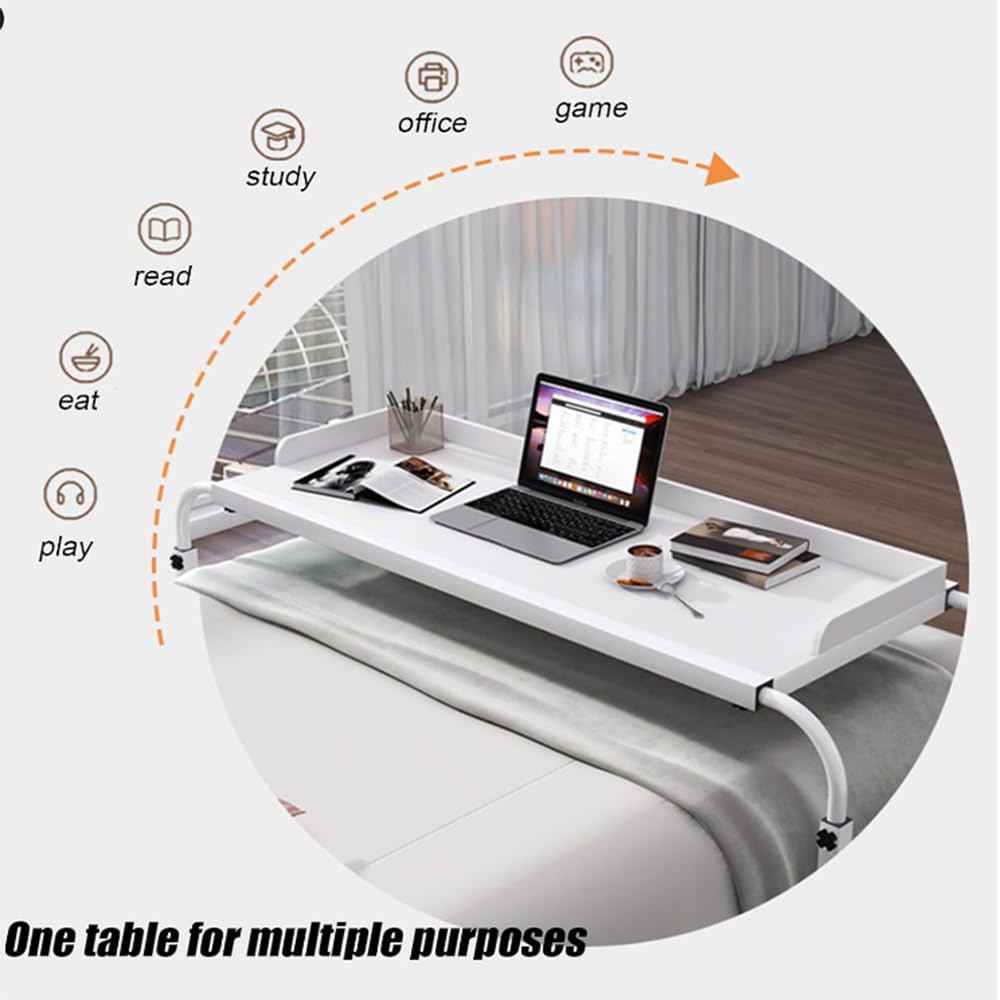 Tavolo per laptop con ruote, carrello regolabile per letto matrimoniale o king size, supporto portatile per casa, ufficio e tempo libero