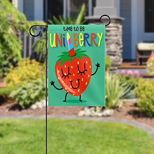 Drapeau de bienvenue licorne vert en polyester 30x45 cm double face