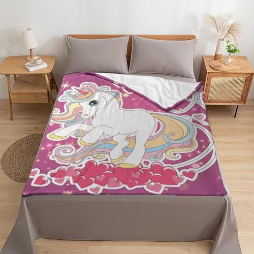 Couverture en flanelle licorne rose contre le froid plaid canapé chaud - 6