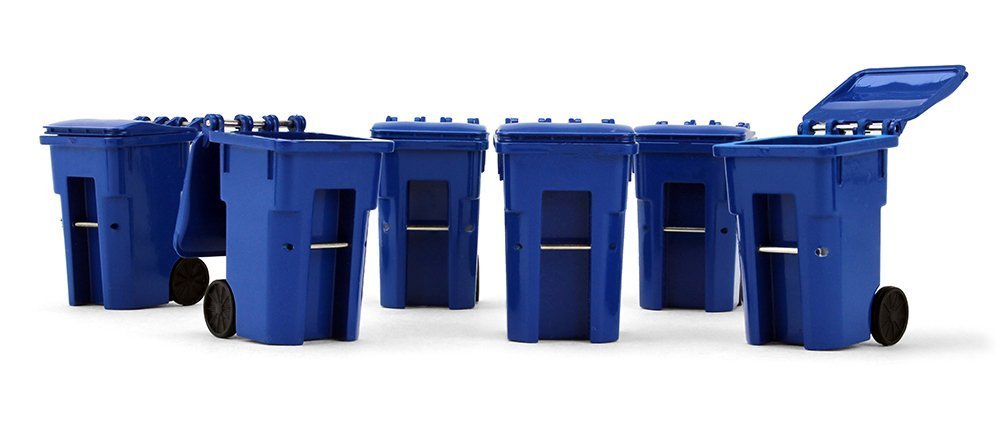 1/34 scale Plastic Collectible Blue Trash Carts - Set of Six Carts ( 90-0518)