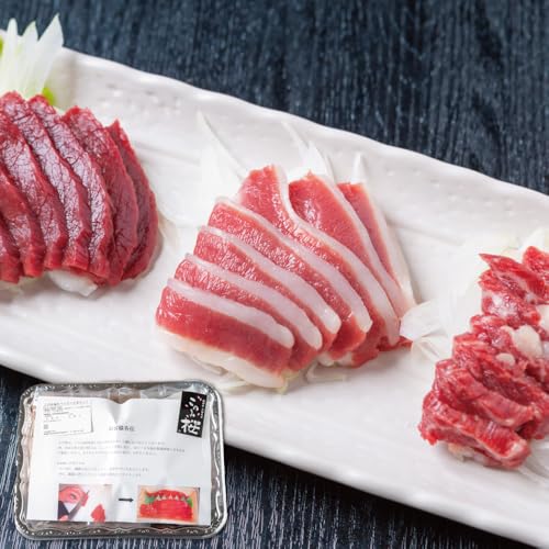 定期便[冷蔵お届け][選べる回数]上馬刺し 3種 食べ比べセット 計350g 赤身150g 霜降り100g ふたえご100g[馬庵このみ]馬刺し 馬肉 霜降り 赤身ブロック ふたえご 国産 九州産 食べ比べセット (1回お届け)