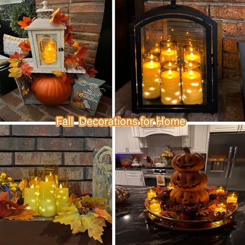 Image of Amber Flickering Flameless Candles with Remote Timer, 6 pcs LED Battery Operated Candles with String Lights, Same Size D3 H6