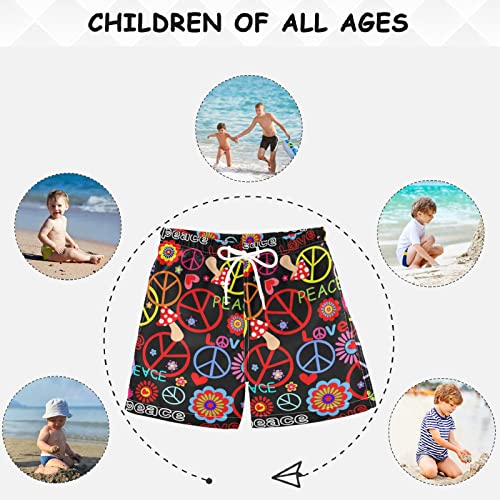 visesunny Hippie Peace Symbol Mushroom and Abstract Flower Swim Trunks Boys Toddler Bathing Suits for Kids Swimwear Baby Boy Swimsuit4