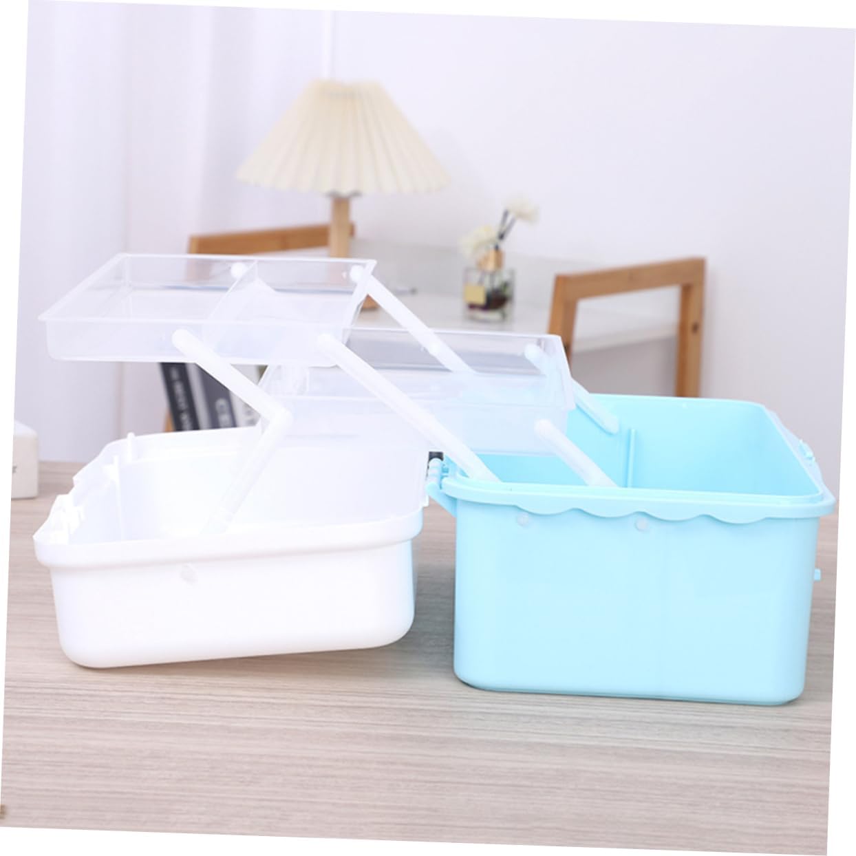 GLEAVI Multifunctional Craft Tool Box 3-Layer Supply Organizer Handheld Storage Case for Boys and Girls Art Tools Sturdy Plastic Craft Storage Container