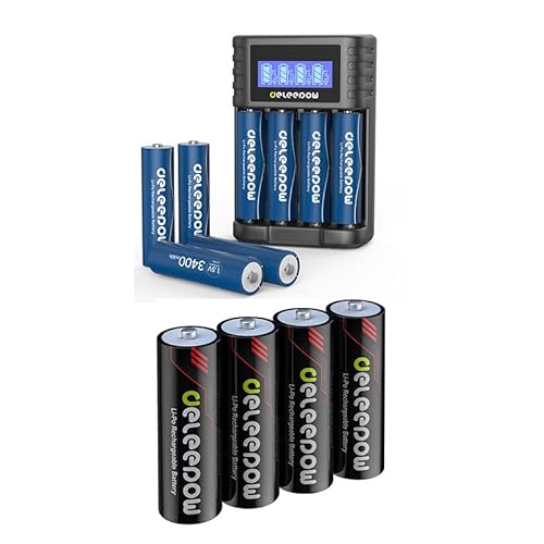 Deleepow Rechargeable Aa Batteries 3400Mwh 1.5V Aa Lithium Rechargeable Batteries 1500 Cycle 12-Pack With Charger #TOP14