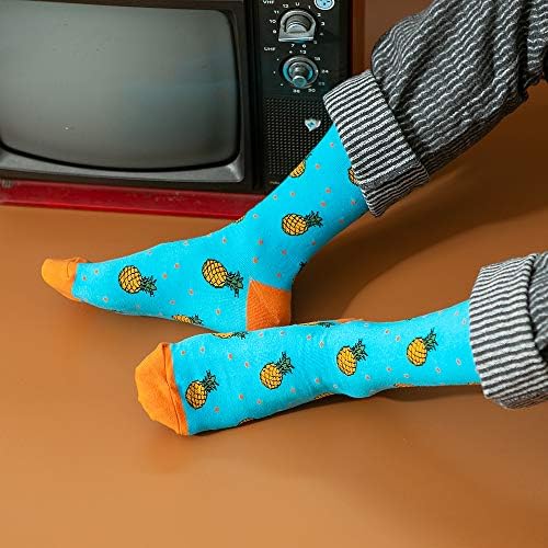 BISOUSOX Men's Fun Dress Socks,Novelty Socks Crazy Socks for Men Funky Cotton Crew Socks Cool Colourful Mens Socks Multicolor 6-11
