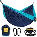 Wise Owl Outfitters Hammock for Camping Double Hammocks Gear for The Outdoors Backpacking Survival or Travel - Portable Lightweight Parachute Nylon DO Navy & Lt Blue