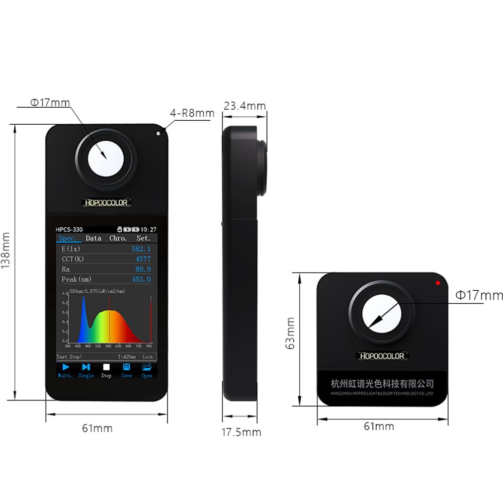 HPCS330 Tragbares Spektrometer CCT CRI Lux Spektrum Wellenlängen Test 380-780nm