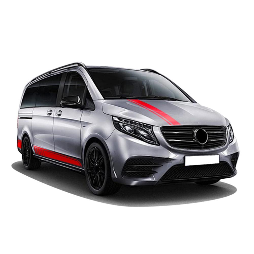 Autocollant de Capot de Voiture 3 pièces Autocollant de Jupe à Rayures latérales de Porte, pour Mercedes Benz Classe V W447 Vito Viano 2014-présent AMG, Autocollants de Jupe latérale