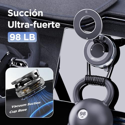 MSXTTLY Soporte Magnetico Movil Coche, [Vmag-S1] Portátil Soporte Movil Coche Ventosa con mag- Safe, Ajustable 360°, Compatibles con iPhone 17 Pro MAX - 16 15 14 13 12 e Android, Negro - imagen 4