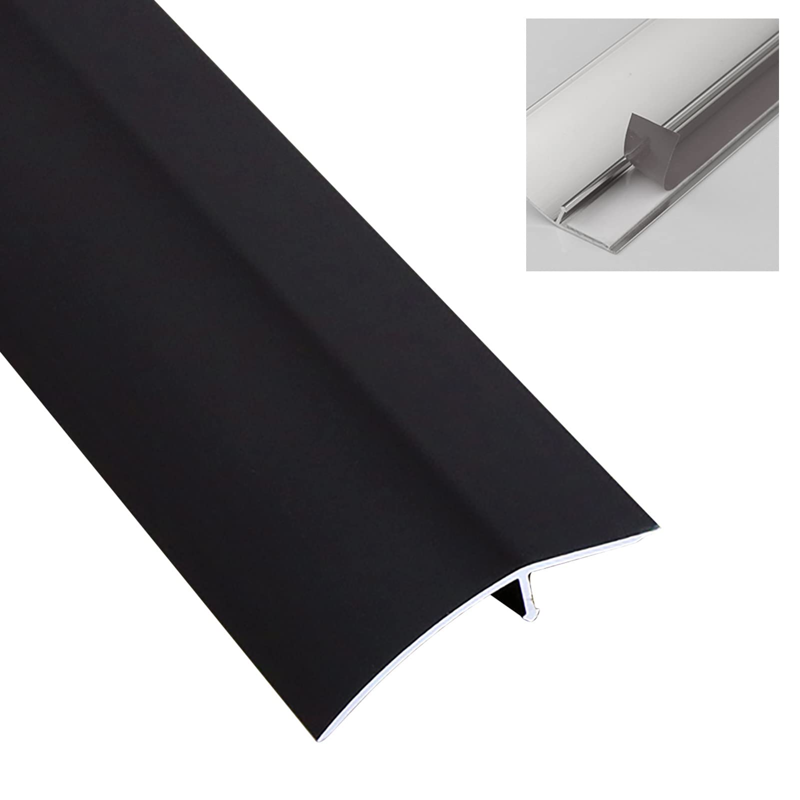 Barre de seuil adhésive noire pour raccord de sol et jonction moquette