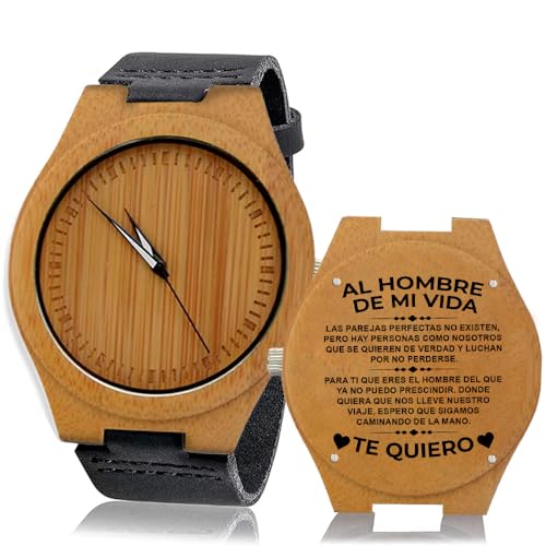 Reloj Hombre de Madera con Grabado Personalizado, Regalo al Hombre de mi Vida para Marido o Novio, Cumpleaños o Navidad, Reloj de Pulsera con dedicatoria (Legno01, Al Hombre de mi Vida, 01Legno) Reloj Hombre de Madera con Grabado Personalizado, Regalo al Hombre de mi Vida para Marido o Novio, Cumpleaños o Navidad, Reloj de Pulsera con dedicatoria (Legno01, Al Hombre de mi Vida, 01Legno)