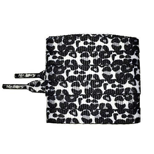 Official Lacy Black and White Animal Printies Flat Shoe Boot Laces by Mr Lacy