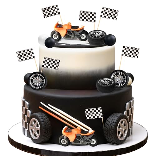 LaVenty naranja decoración motocicleta torta fiesta motocross decoraciones cumpleaños hombre temática motociclista baby shower
