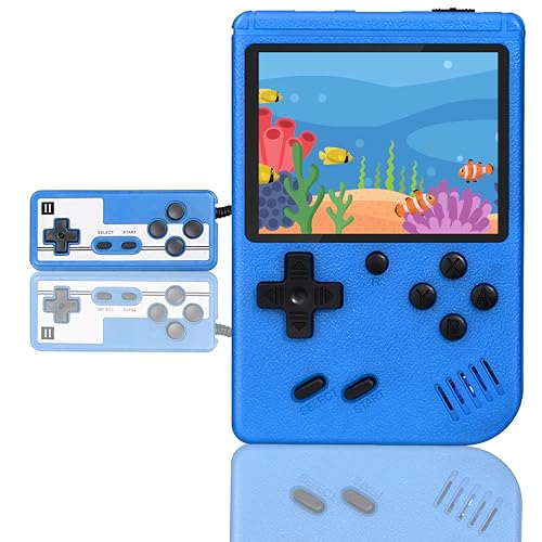 Retro Handheld Game Console,Portable Video Game Console with 500 Classic Games, 3.0 inches HD Screen, Support TV & Two Players Present for Kids & Adults Blue