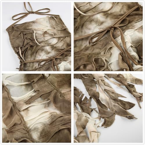 HeiBai Xiong Goth Halter Tank Top Women Grunge Rave Flowy Emo Ripped Festival4