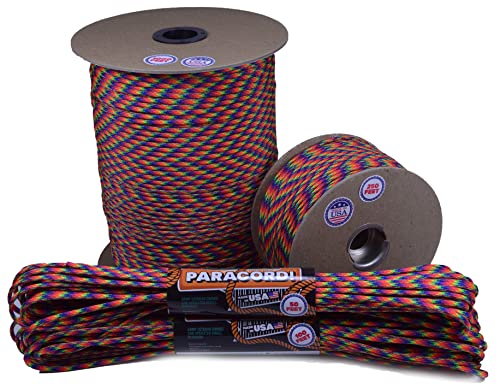 Bored Paracord - 1', 10', 25', 50', 100' Hanks & 250', 1000' Spools of Parachute 550 Cord Type III 7 Strand Paracord Well Over 300 Colors - Rock Star - 25 Feet