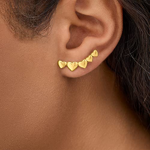 Ross-Simons 18kt Gold Over Sterling Heart Ear Climbers3