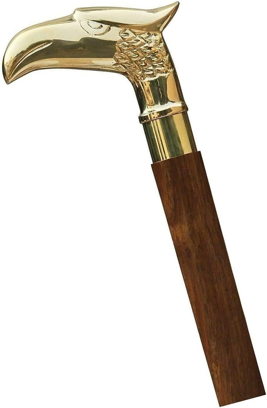 Brass Walking Sticks with Metal Brass Handle, 37 Inch, Eagle Brown