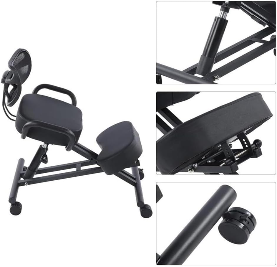 SFKLYU Ergonomic Kneeling Chair for Upright Posture, Height Adjustable Designed Knee Chair, with Back and Arms, Office Kneeling Chair for Home Office,A2