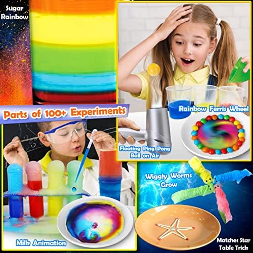 UNGLINGA 100+ Science Lab Experiments Kit for Kids Age 4-6-8-12-14, STEM Activities Educational Scientist Toys Gifts Chemistry Set, Magic Sand, Gemstone Dig, Volcano, Glowing Worms, Fizzy Reaction 5 5191BSdQ8jL. AC