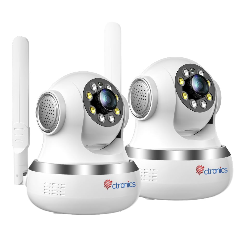 Ctronics 4G Cámara Vigilancia con Tarjetacon SIM, 2K 3MP Cámara Interior | Auto Tracking, Visión Nocturna Color/IR/Smart, PC & App, FTP/Cloud, 8 Posiciones, Alarma Personalizable(Pack de 2)