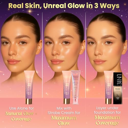 Image of FACES CANADA Strobe CC Tint - Twilight Veil 03, 27ml | 5-in-1 Serum + Moisturizer + Primer + BB /CC Cream + Strobe Cream | Lightweight | Radiant Dewy Glass Skin Glow | Niacinamide & Hyaluronic Acid | For Medium To Tan Skin