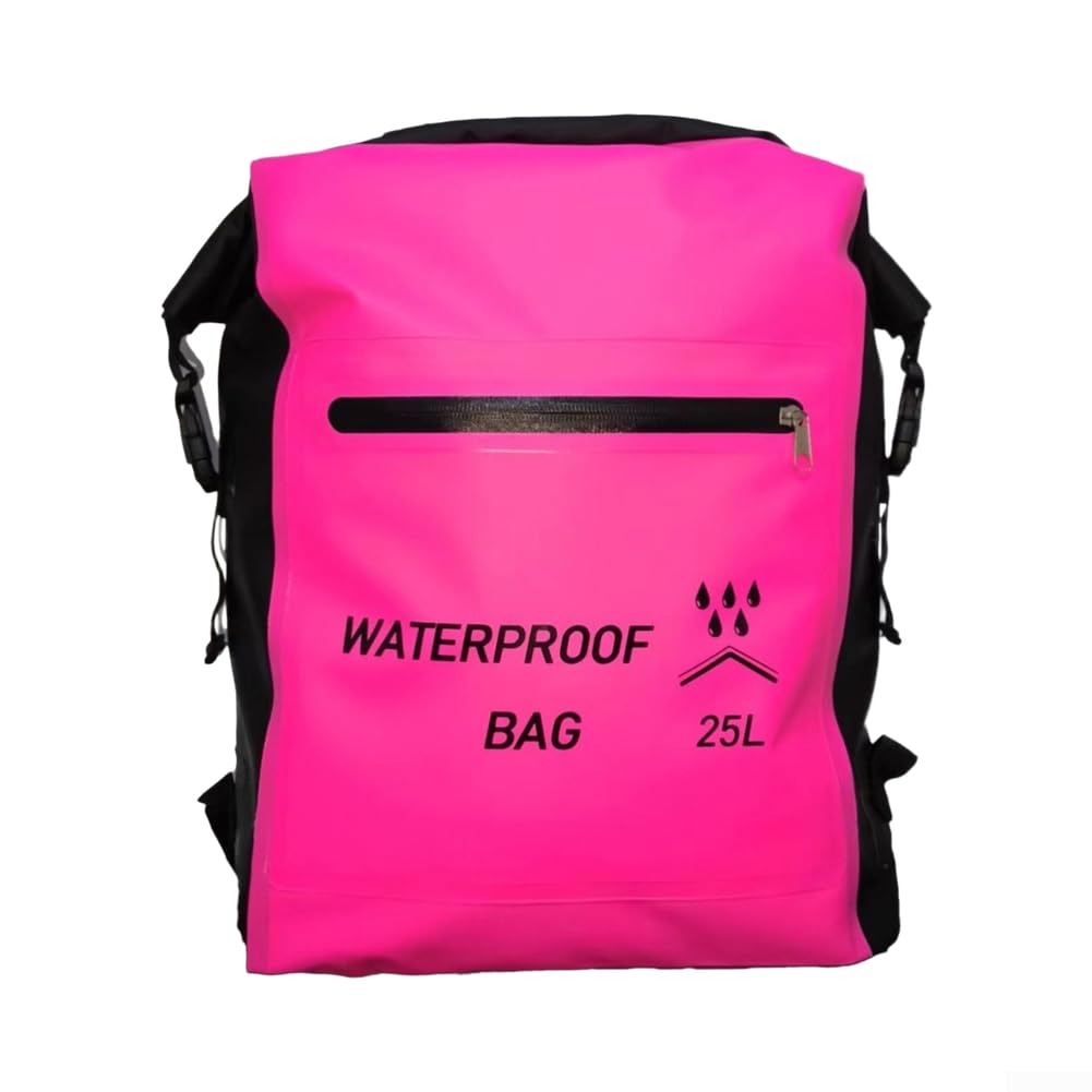 Zaino Esterno in Tessuto PVC 500D Zaino Esterno in Tessuto PVC | Tessuto PVC 500D, impermeabile totale, ideale per nuoto rafting, capacità 25L, spallacci traspiranti(Pink 43*29*15.5cm)