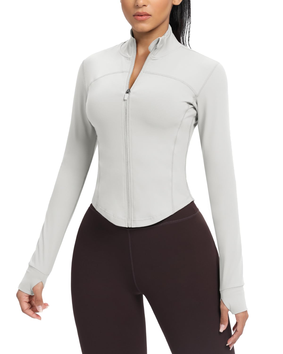AVGO Women's Cropped Running Workout Jackets Zip Slim Fit Athletic Tops