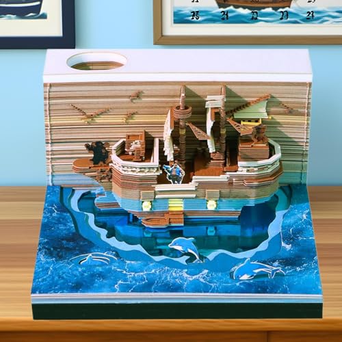 Calendrier horloge 2026 : calendrier papier 3D avec pages démarrables pirate - 3