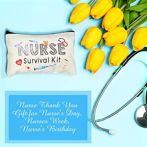 Kajaia 30 Pieces Nurse Makeup Bags Nurse Survival Kit Bag Nurse Gift for Women, Nurse Practitioner, Nursing Student, Nurses Week Gifts Funny Travel Cosmetic Bag Mini Multi Purpose Toiletry Bag(Beige)4