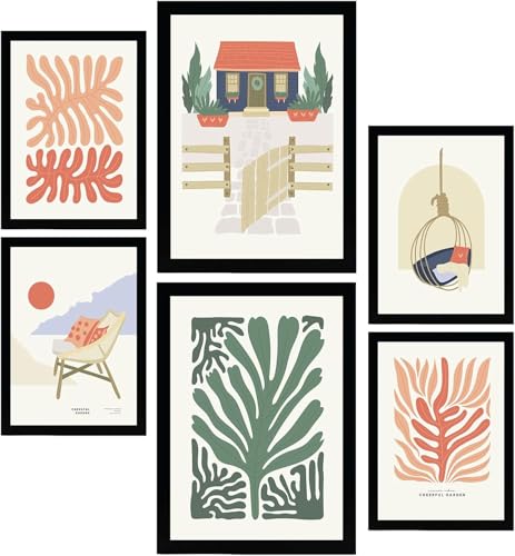 Nacnic ® Set de 6 Posters Minimalismo en Colores Pastel. Laminas para cuadros.Rosa, azul, naranja. Laminas decorativas pared. Cuadros Decoracion Salon Modernos. Posters A3 & A4, sin marcos.