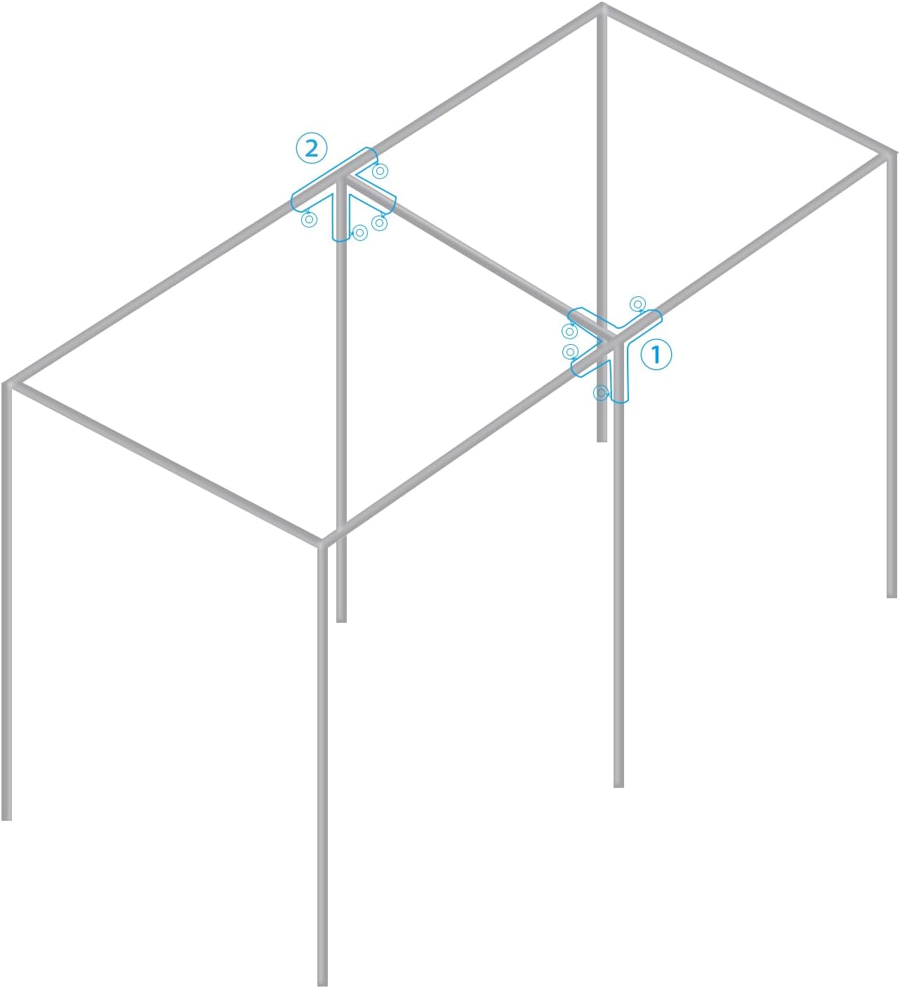 Aoneky 1-3/8 Inch Slant Roof Corner Canopy Fitting Kit, Add 2 Leg Kit, Heavy Duty Metal Frame Connector for DIY Canopy Carport Shed Gazebo Greenhouse